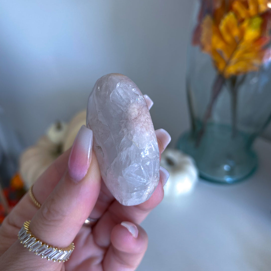 Flower Agate in Quartz Mini Palm Stone 