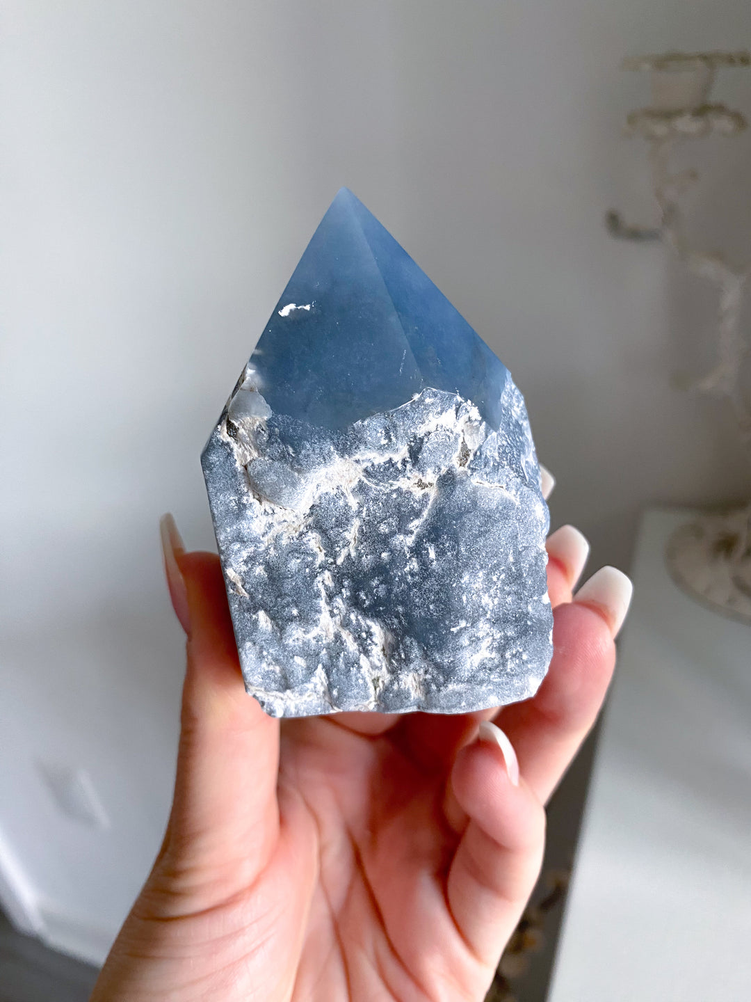 Angelite Crystal Top Polish Point #8 - Get Exact Item