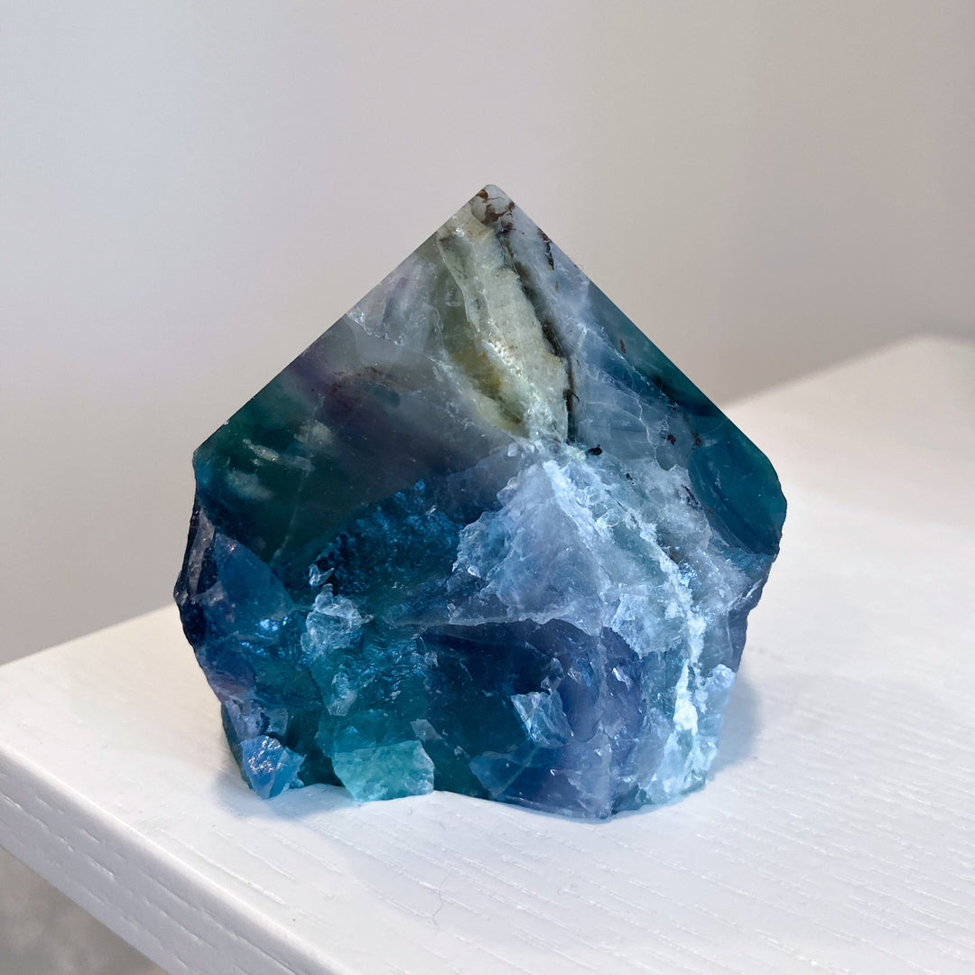 Cavern & Inclusion Rainbow Fluorite Top Polish Point #25