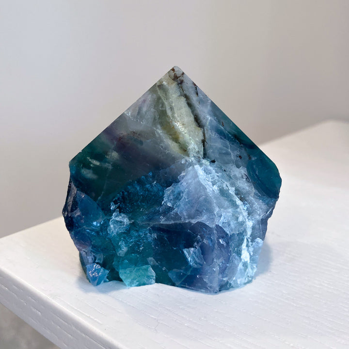 Cavern & Inclusion Rainbow Fluorite Top Polish Point #25