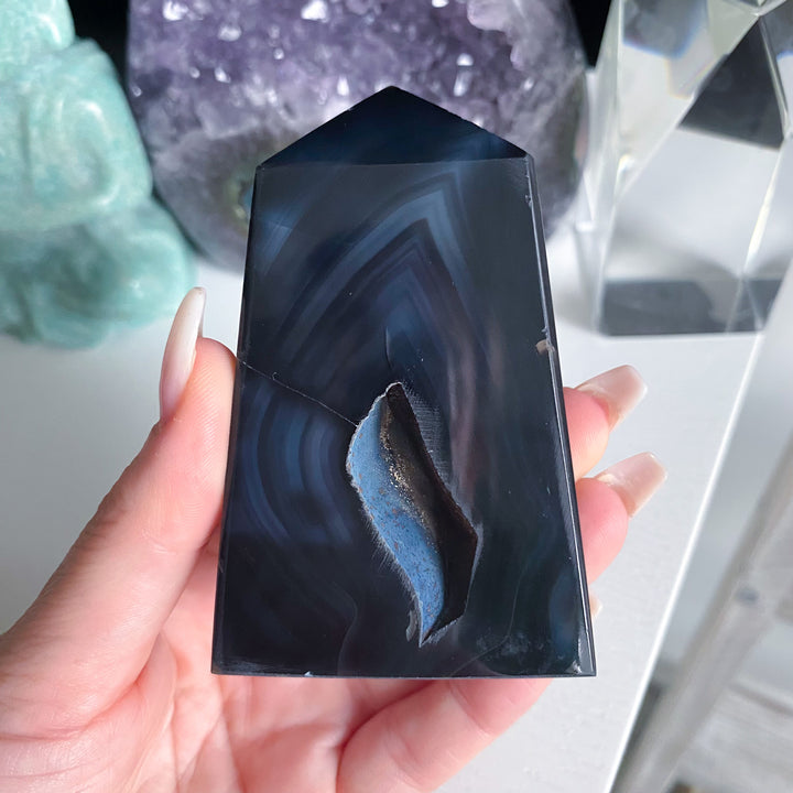 Midnight Black Agate Slice 