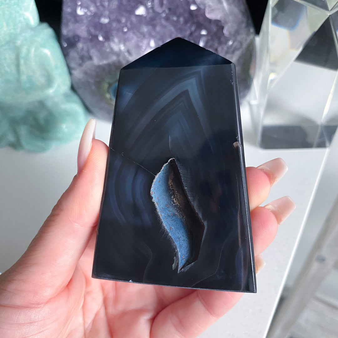Midnight Black Agate Slice 