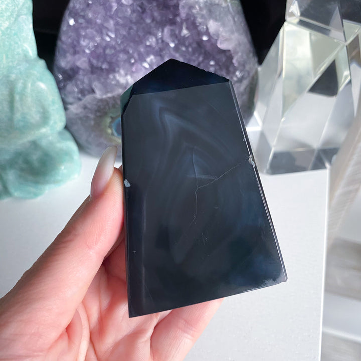 Midnight Black Agate Slice 