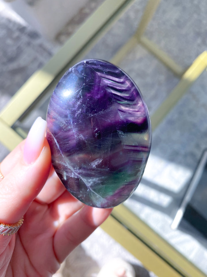 Chevron Rainbow Fluorite Palm 