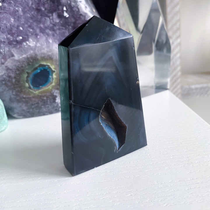 Midnight Black Agate Slice 