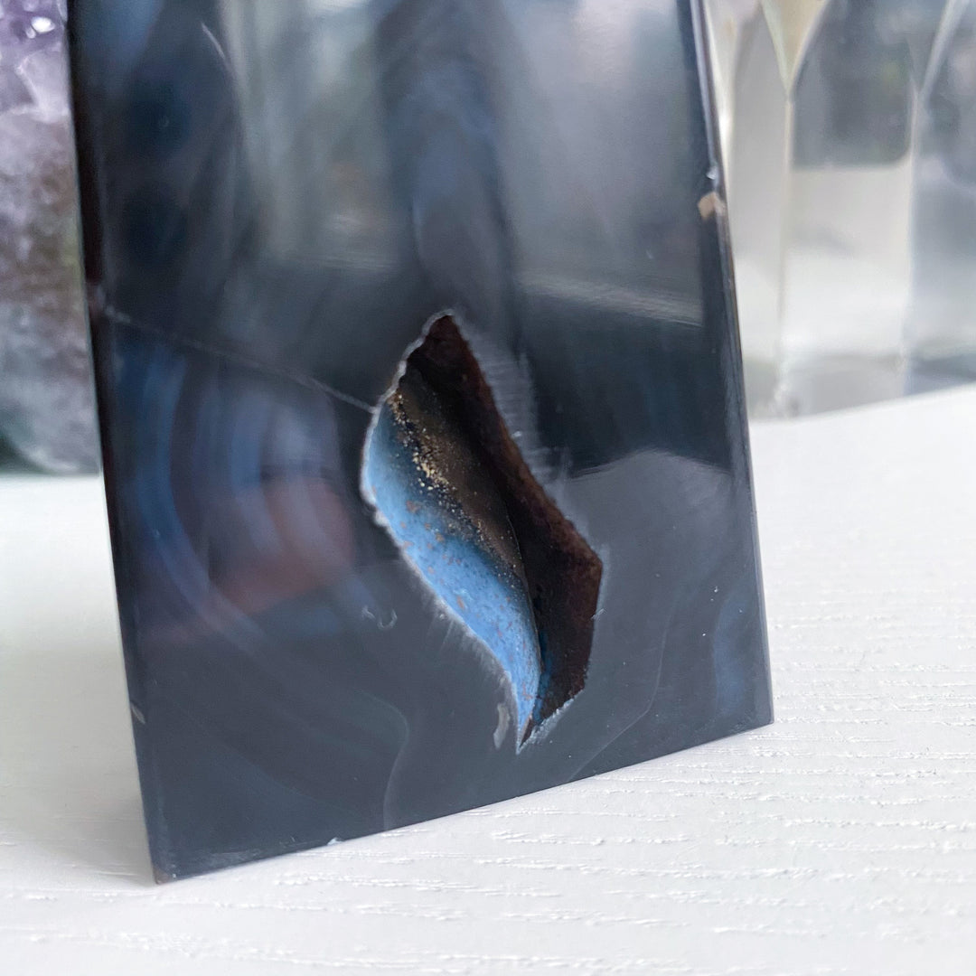 Midnight Black Agate Slice 