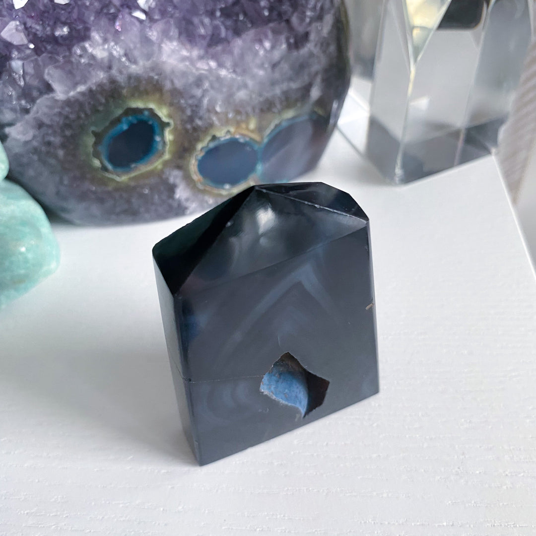 Midnight Black Agate Slice 