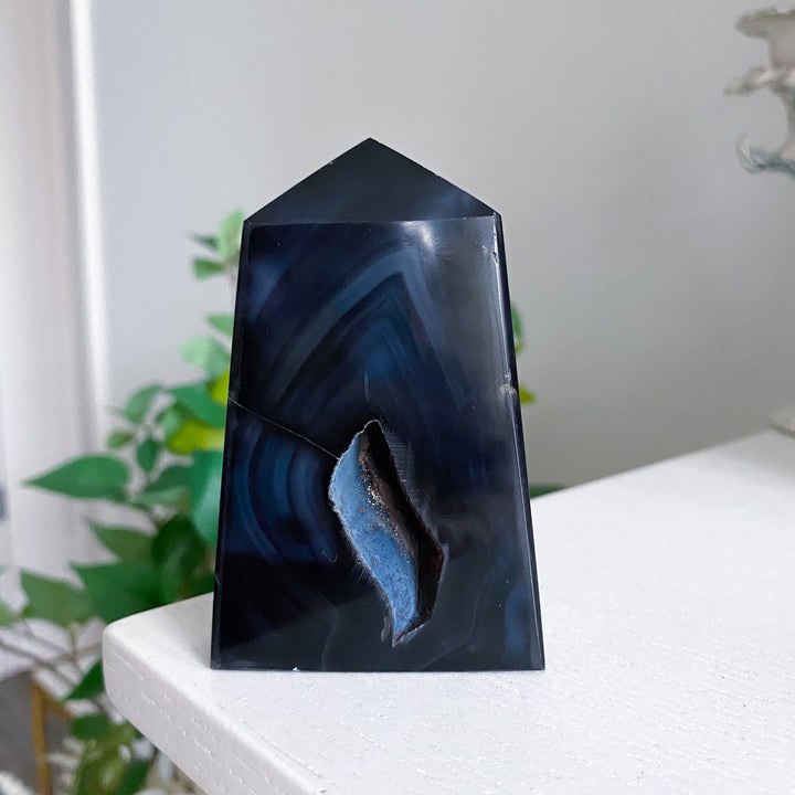 Midnight Black Agate Slice 