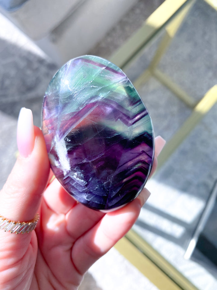 Chevron Rainbow Fluorite Palm 