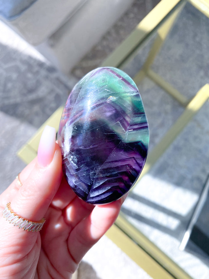 Chevron Rainbow Fluorite Palm 