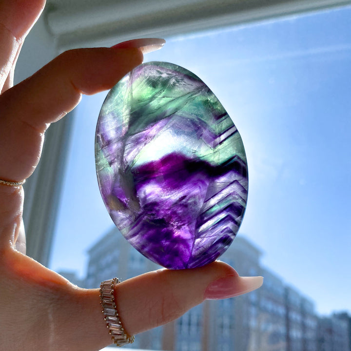 Chevron Rainbow Fluorite Palm 