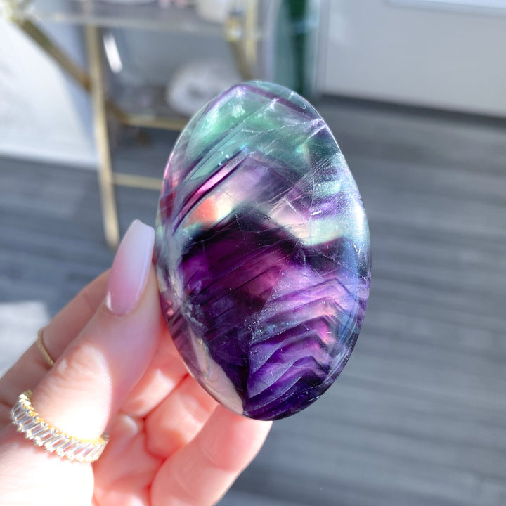Chevron Rainbow Fluorite Palm 