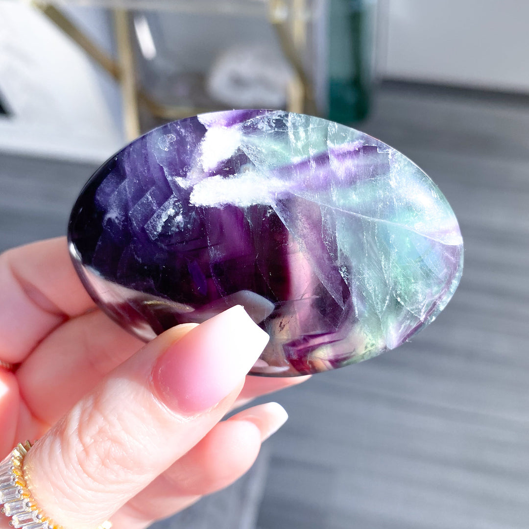 Chevron Rainbow Fluorite Palm 