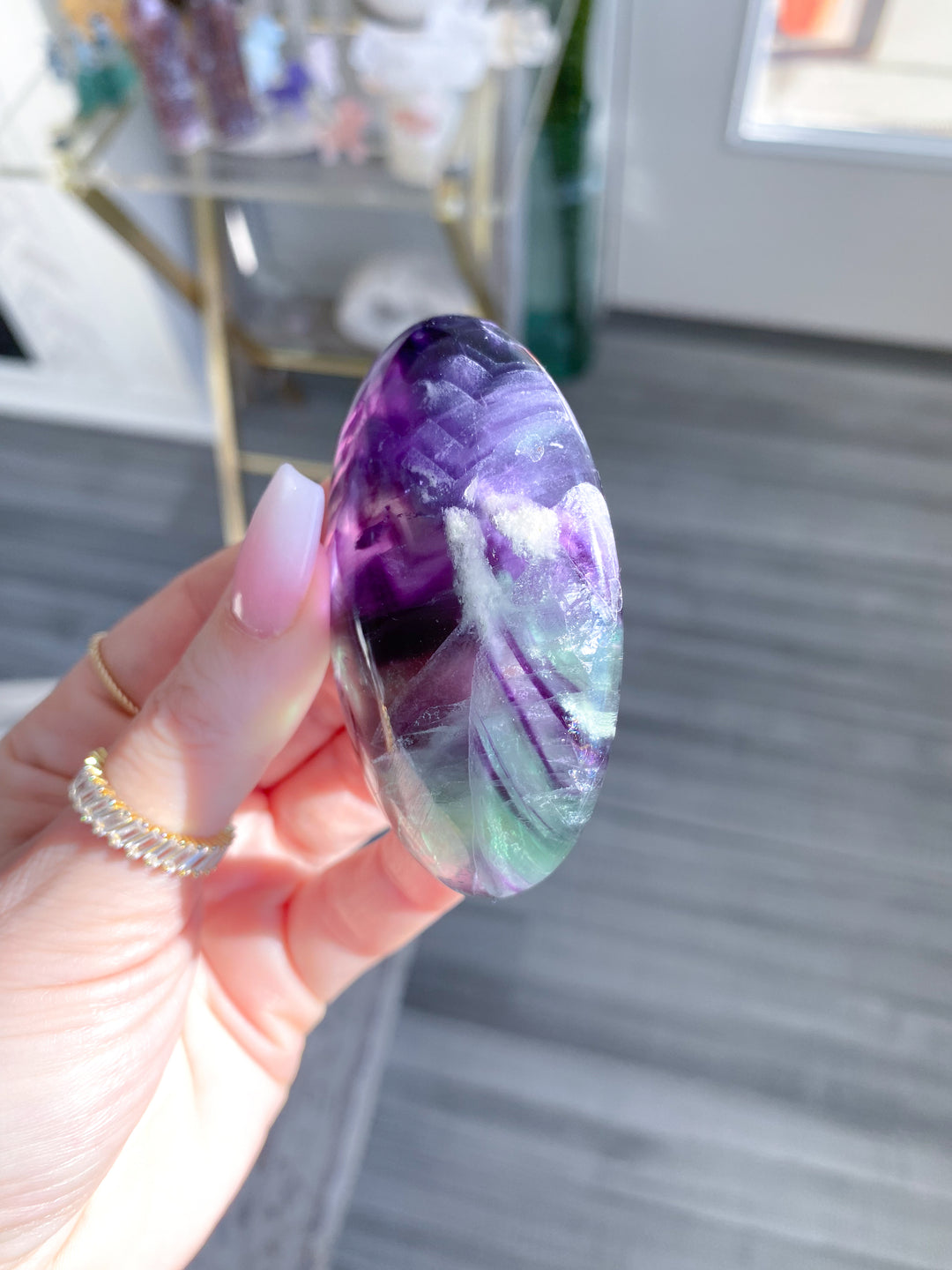 Chevron Rainbow Fluorite Palm 