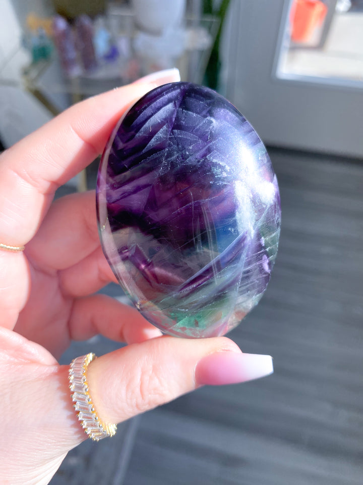 Chevron Rainbow Fluorite Palm 
