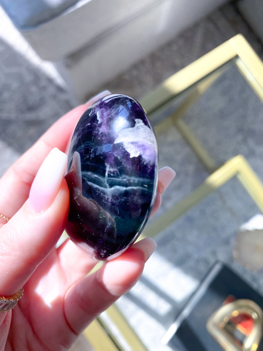 Deep, Rich Rainbow Fluorite Palm 
