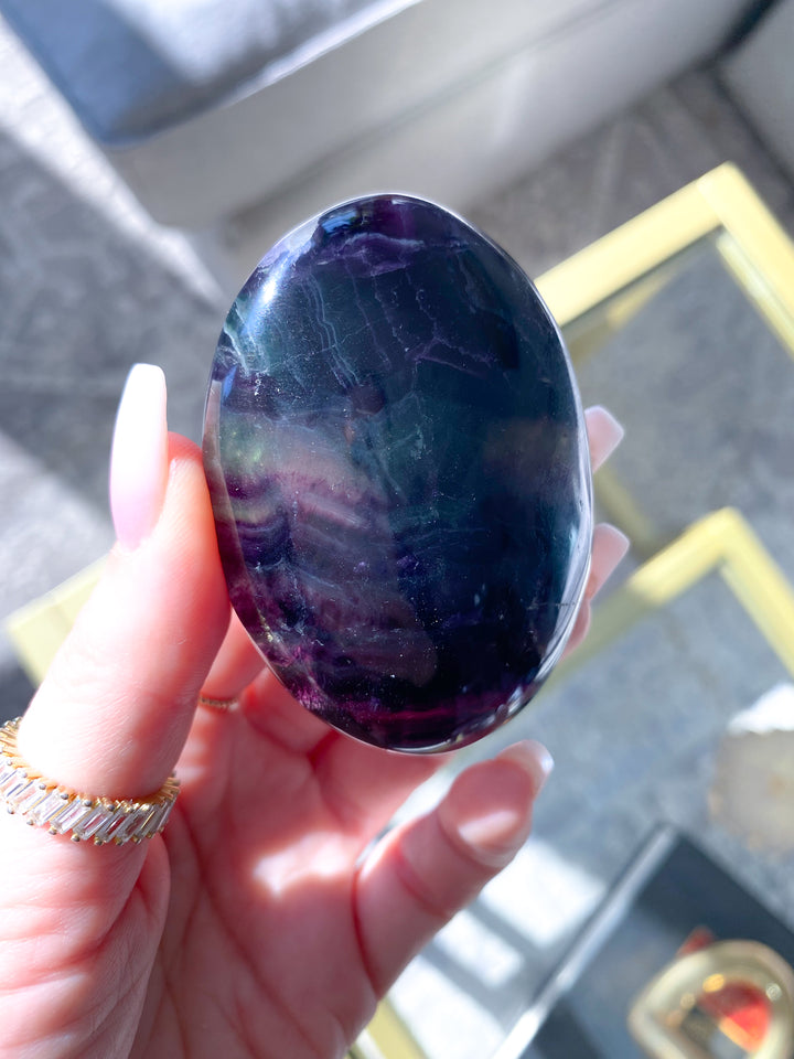 Deep, Rich Rainbow Fluorite Palm 