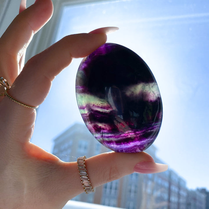 Deep, Rich Rainbow Fluorite Palm 