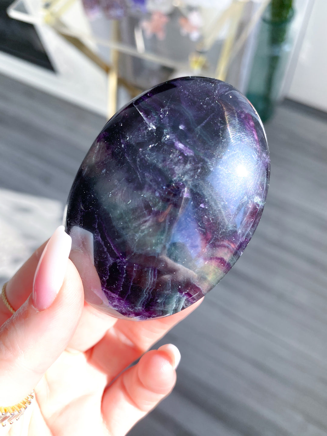 Deep, Rich Rainbow Fluorite Palm 