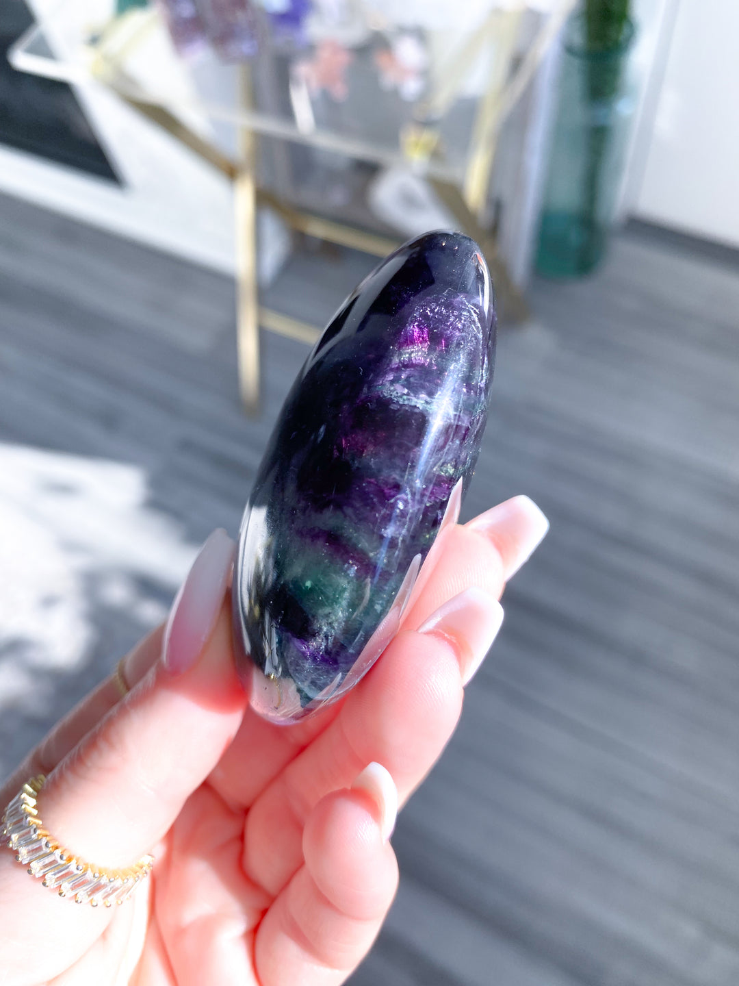 Deep, Rich Rainbow Fluorite Palm 