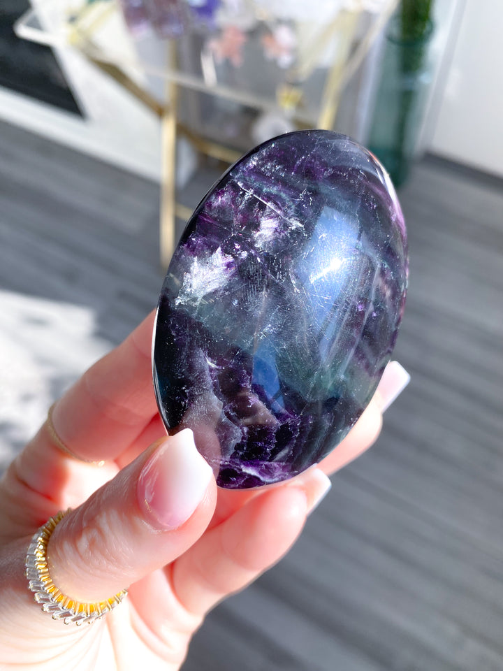 Deep, Rich Rainbow Fluorite Palm 