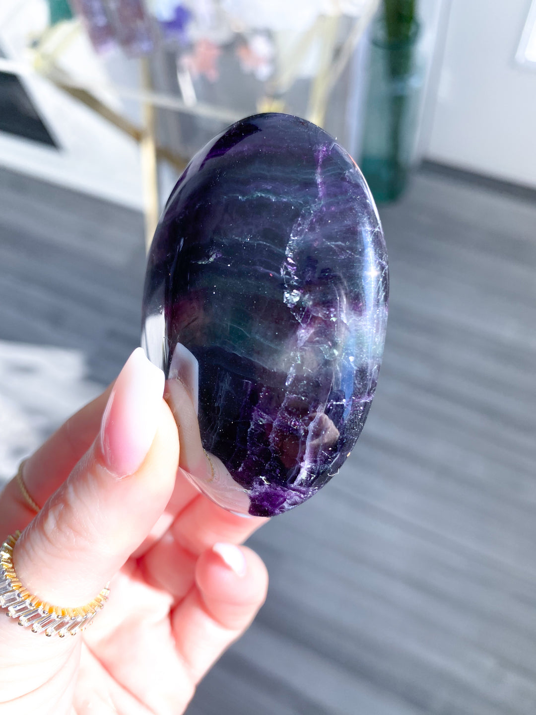 Deep, Rich Rainbow Fluorite Palm 