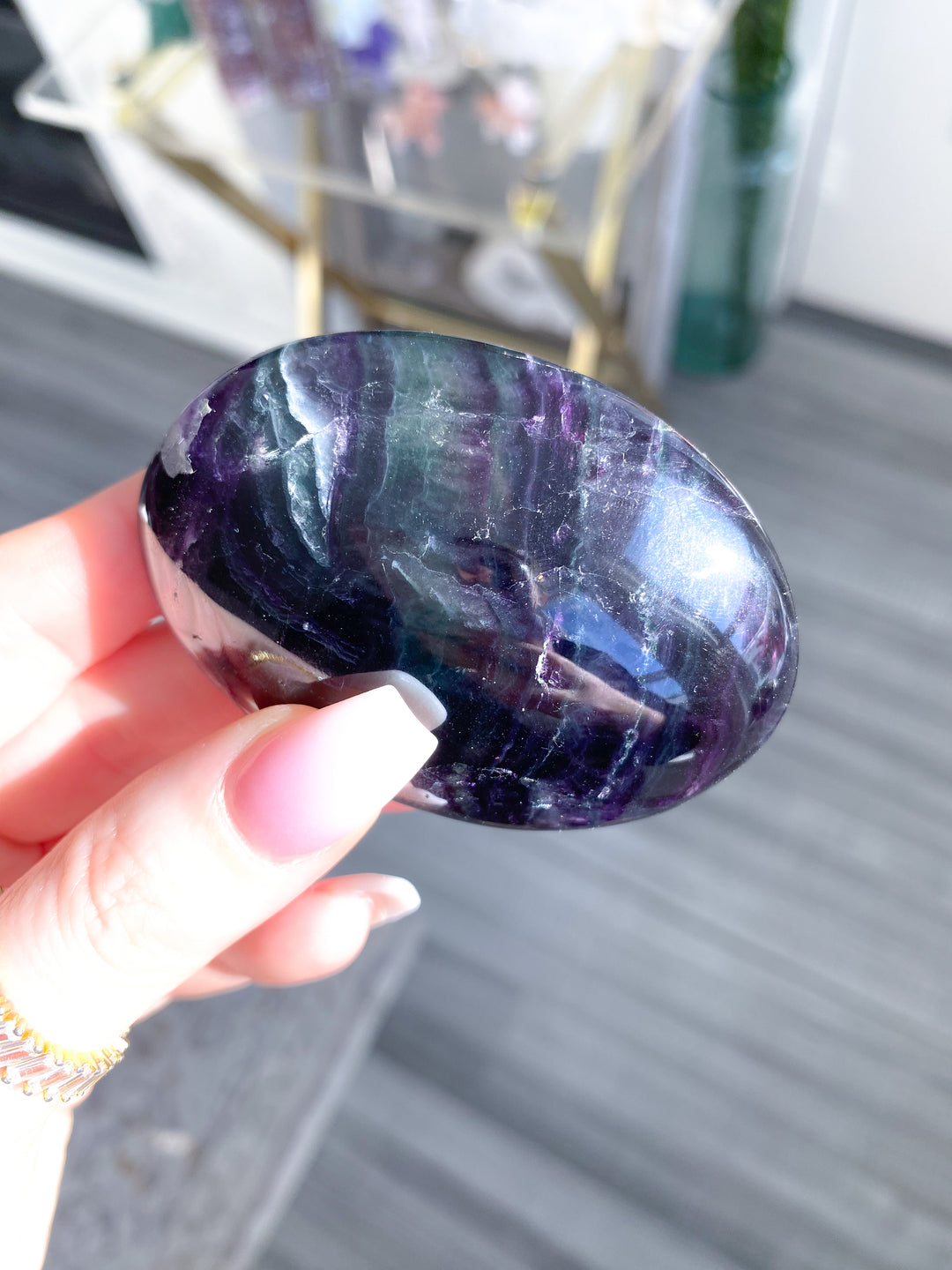 Deep, Rich Rainbow Fluorite Palm 
