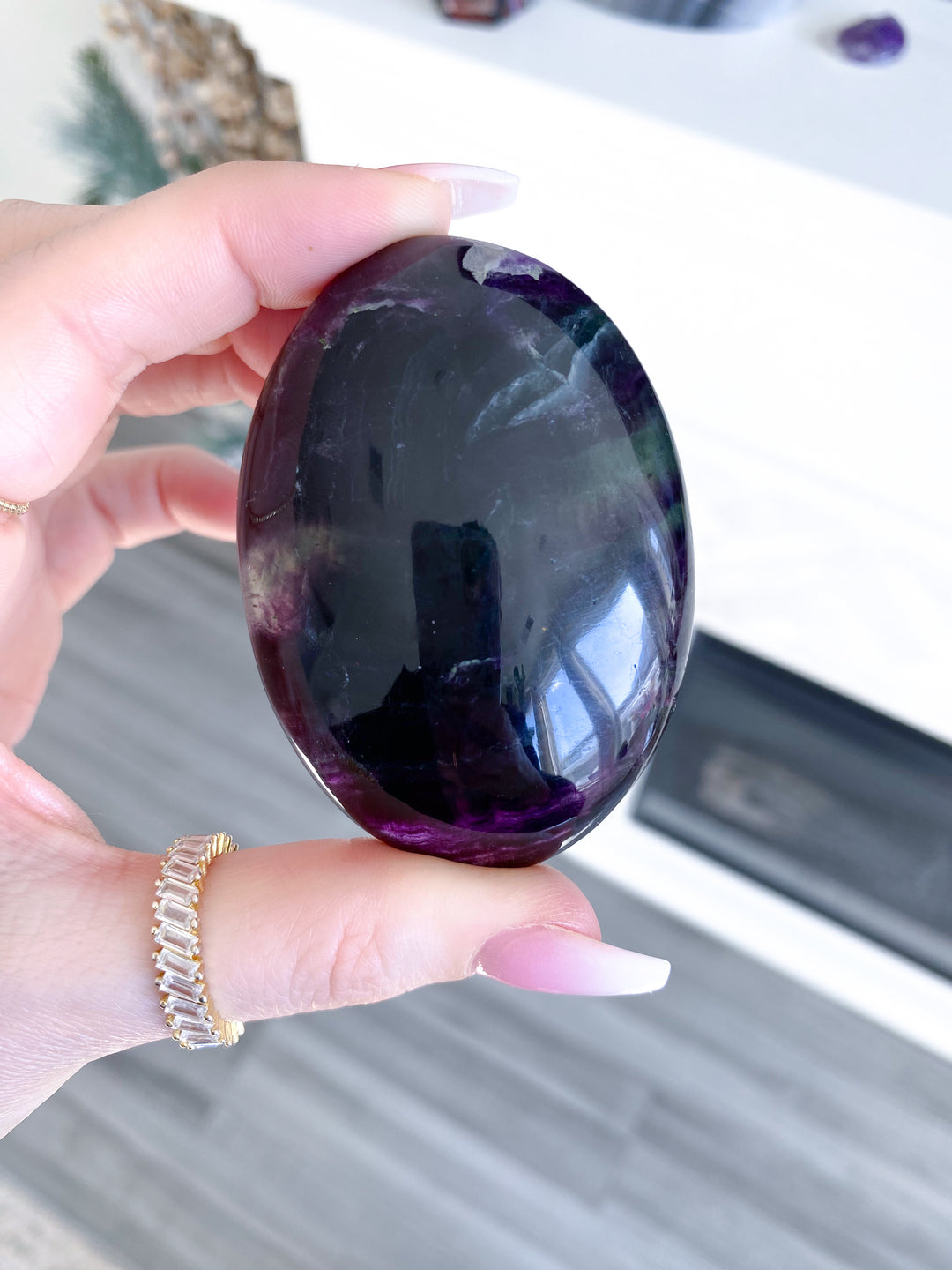 Deep, Rich Rainbow Fluorite Palm 