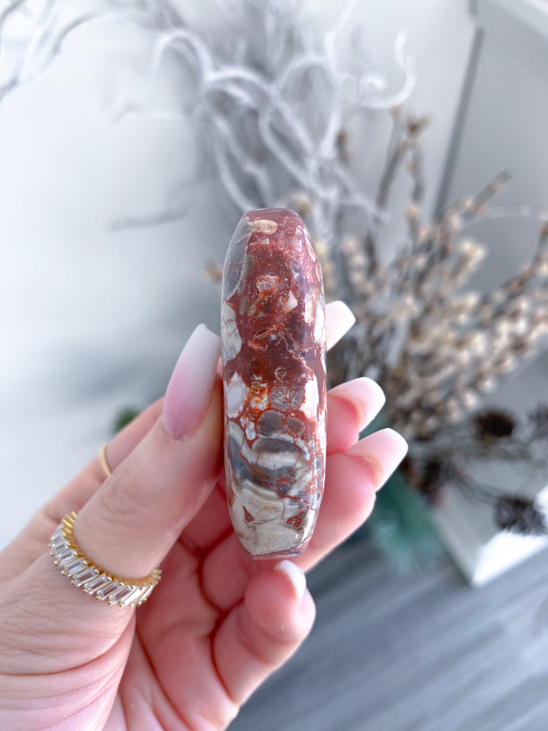 Large Money Agate Indonesian Bloodstone Palm Stone 