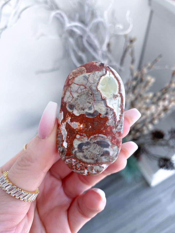 Large Money Agate Indonesian Bloodstone Palm Stone 