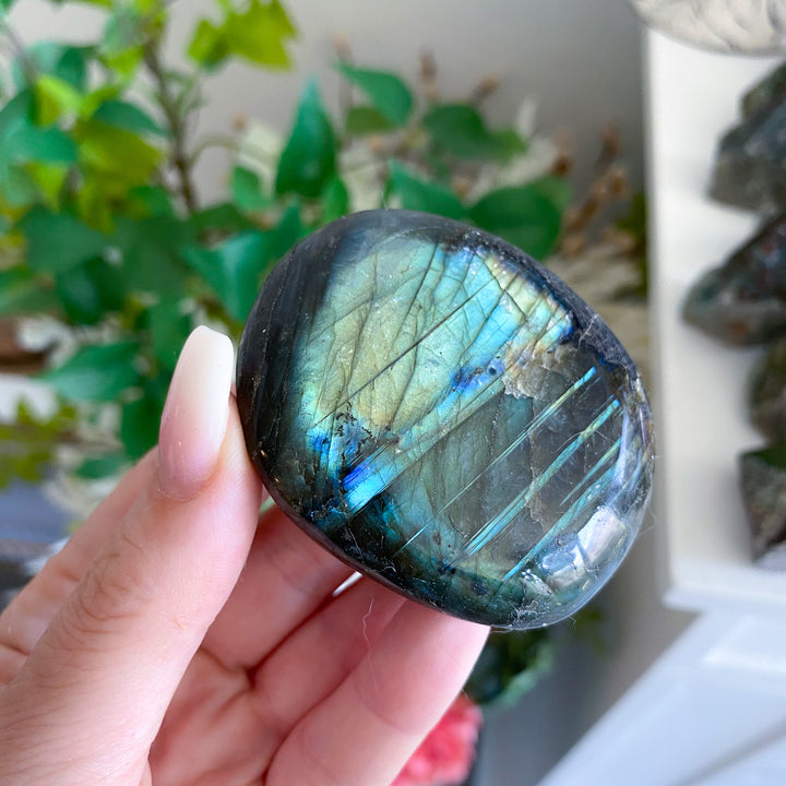 Blue, Yellow Labradorite Palm Stone 