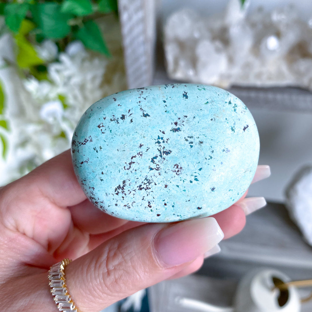 Calming Turquoise Palm Stone #5 - Aligns all the Chakras