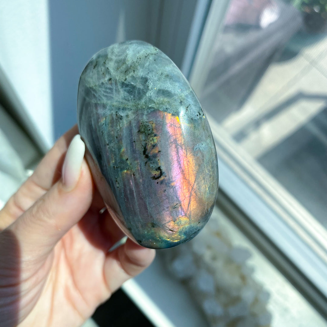 Large Sunset Labradorite Palm Stone 