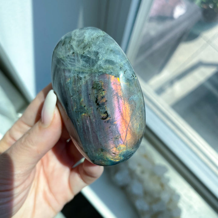 Large Sunset Labradorite Palm Stone 