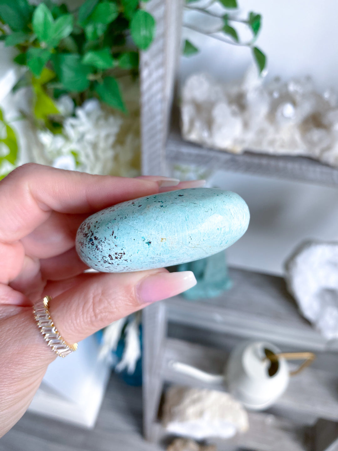 Calming Turquoise Palm Stone #5 - Aligns all the Chakras