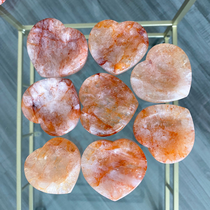 Light Orange or Red Fire Quartz Heart Dish