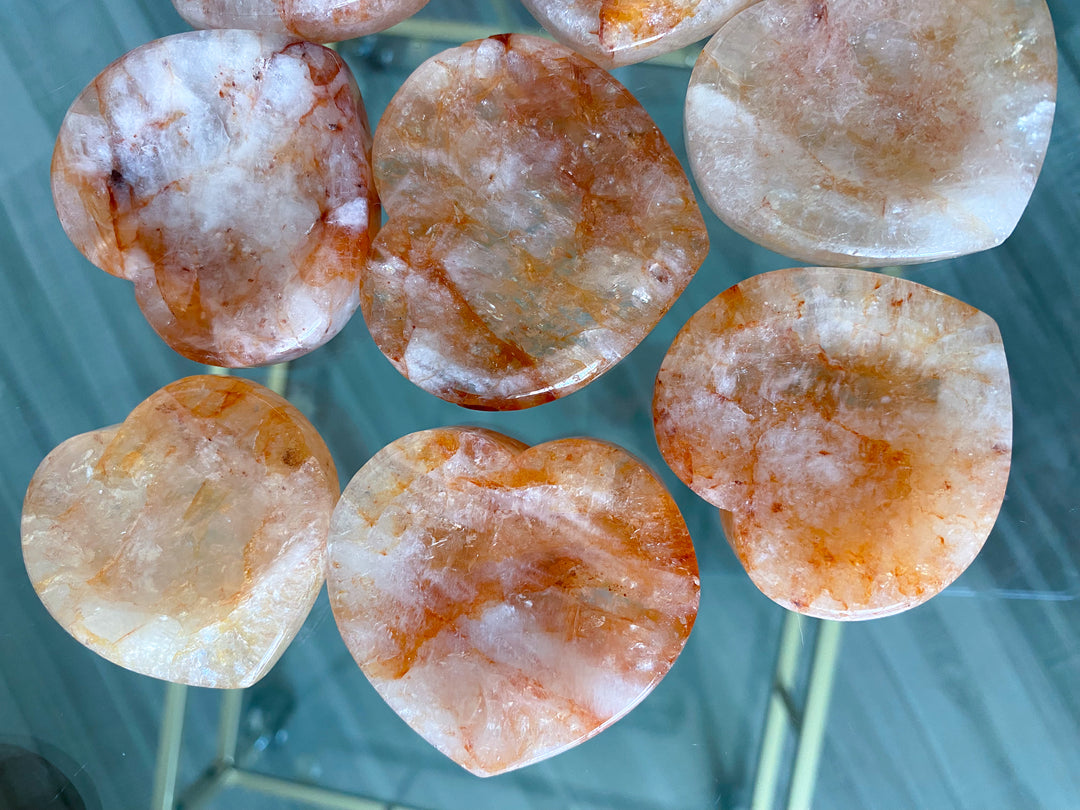Light Orange or Red Fire Quartz Heart Dish