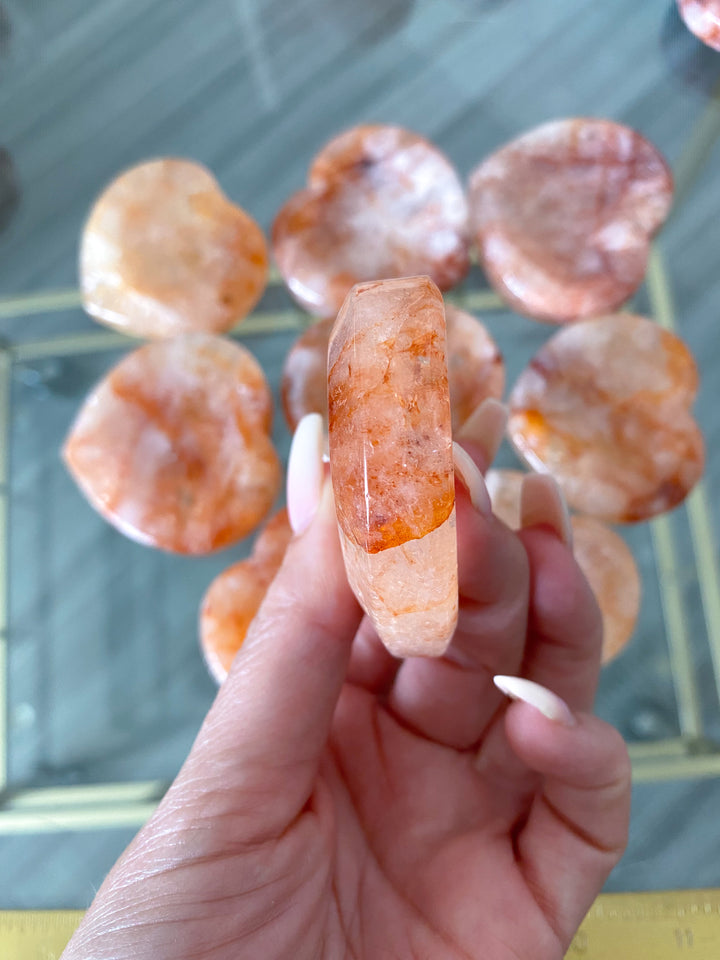 Light Orange or Red Fire Quartz Heart Dish