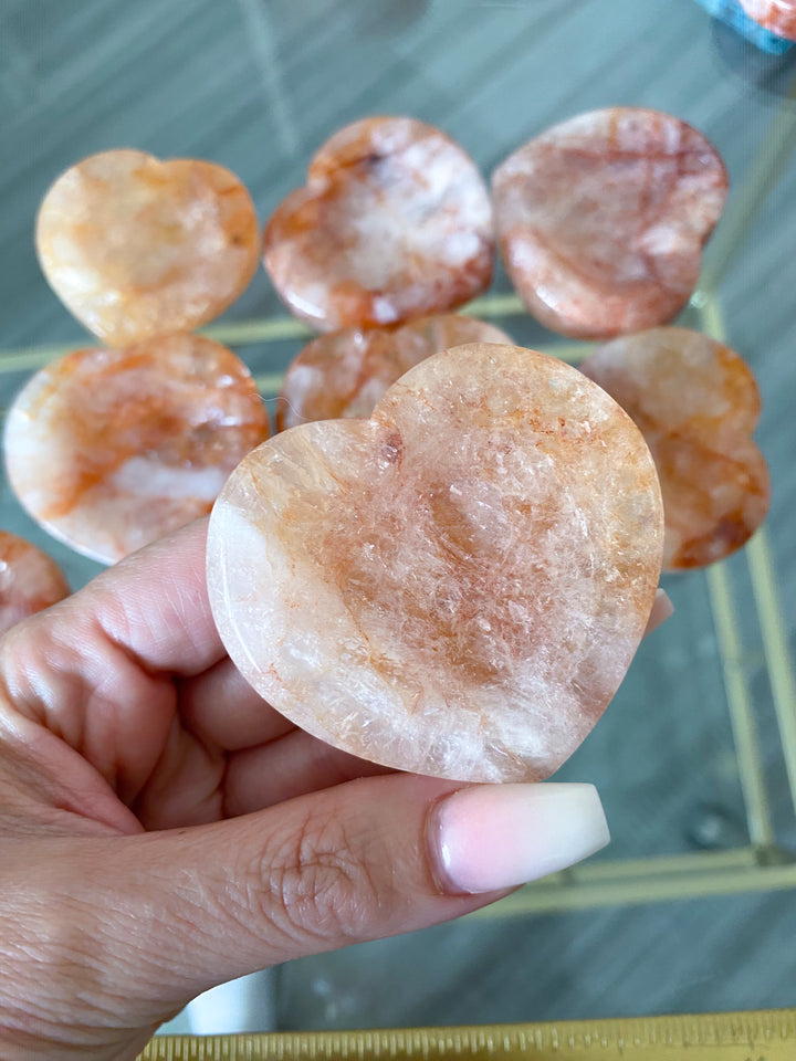Light Orange or Red Fire Quartz Heart Dish