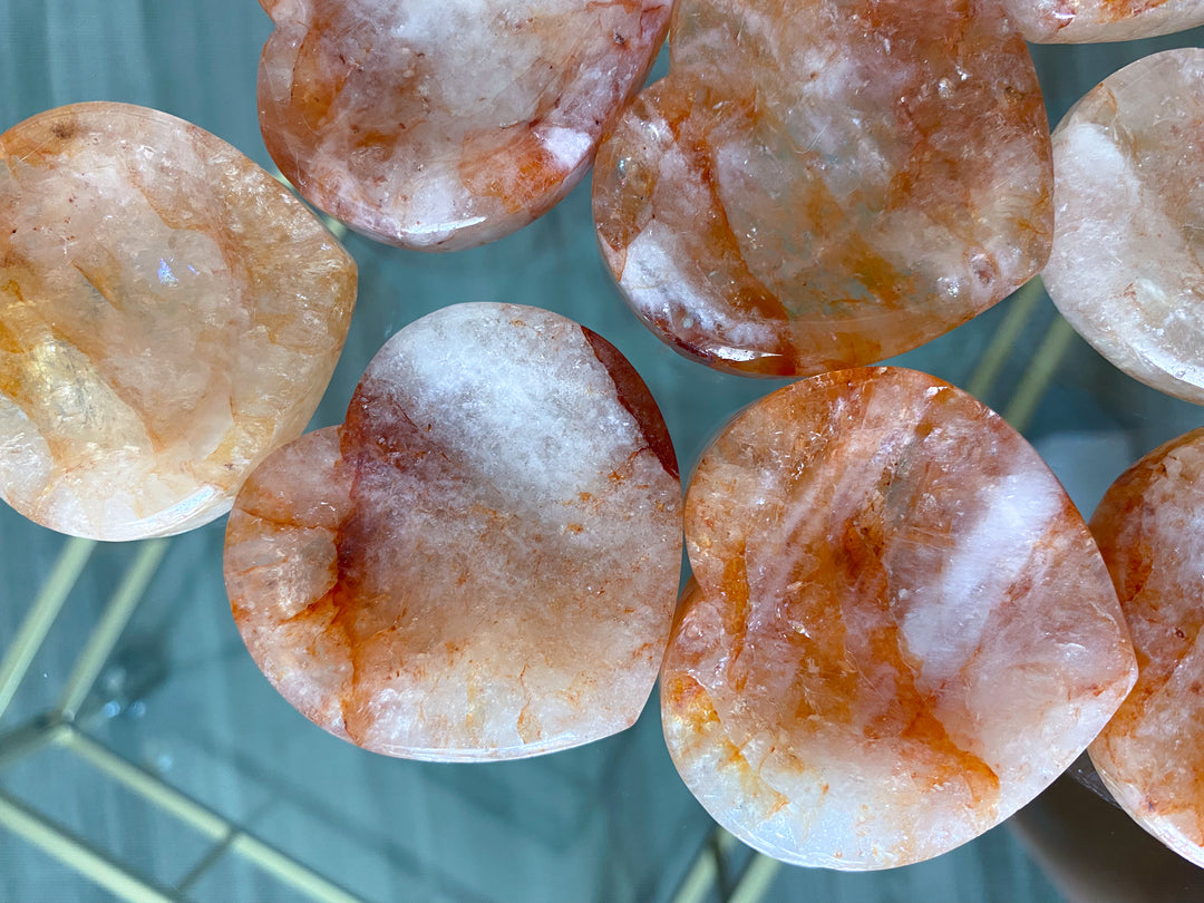 Light Orange or Red Fire Quartz Heart Dish