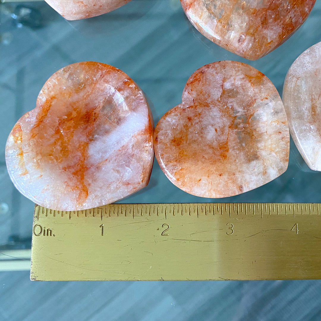 Light Orange or Red Fire Quartz Heart Dish