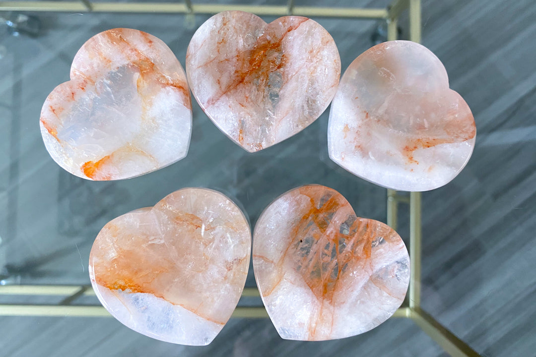 Light Orange or Red Fire Quartz Heart Dish