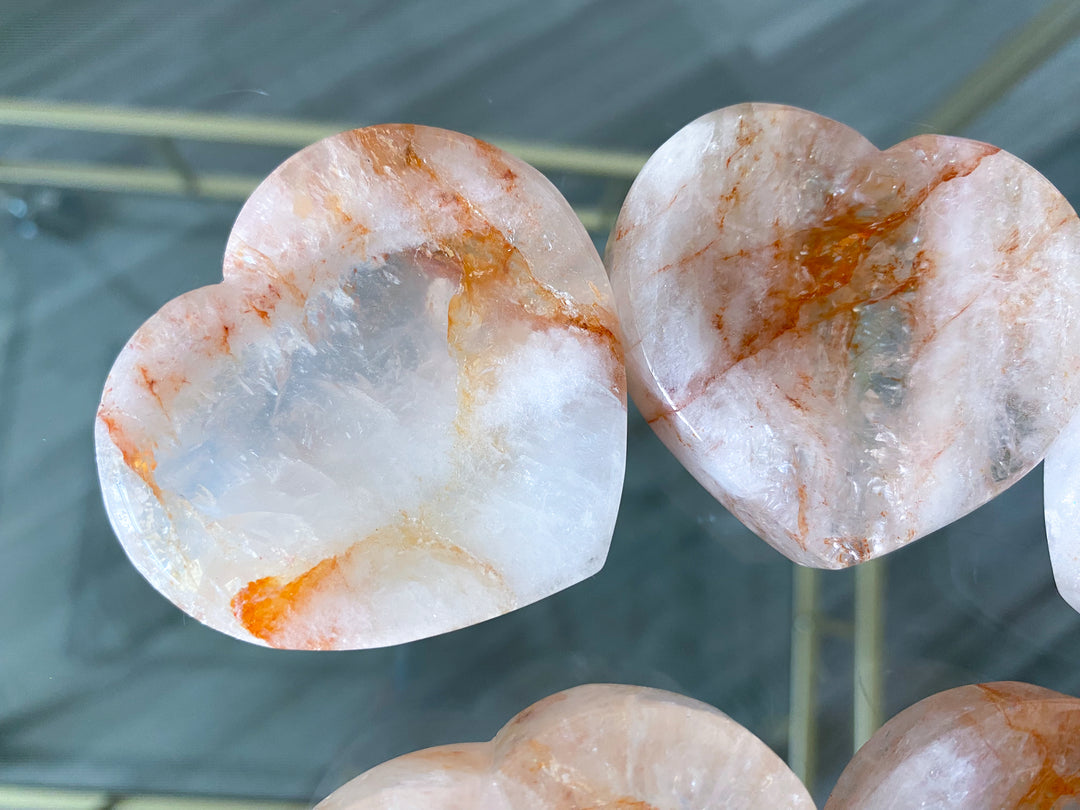 Light Orange or Red Fire Quartz Heart Dish