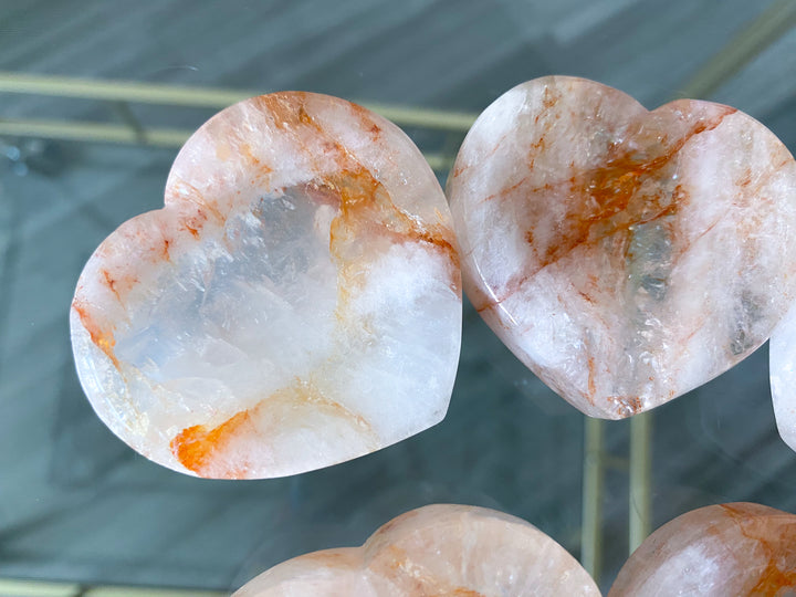 Light Orange or Red Fire Quartz Heart Dish
