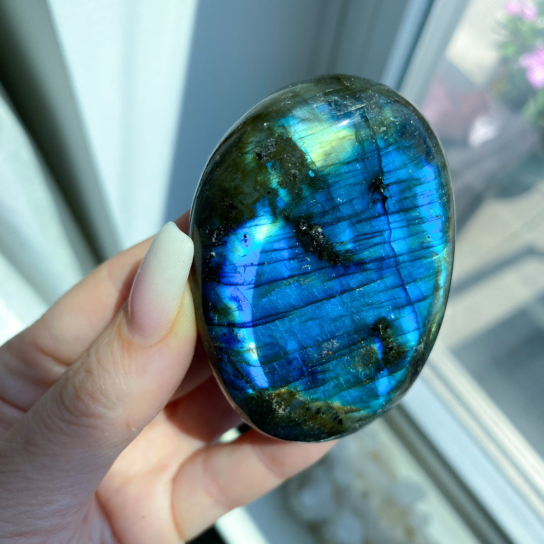 Large Blue Labradorite Palm Stone 
