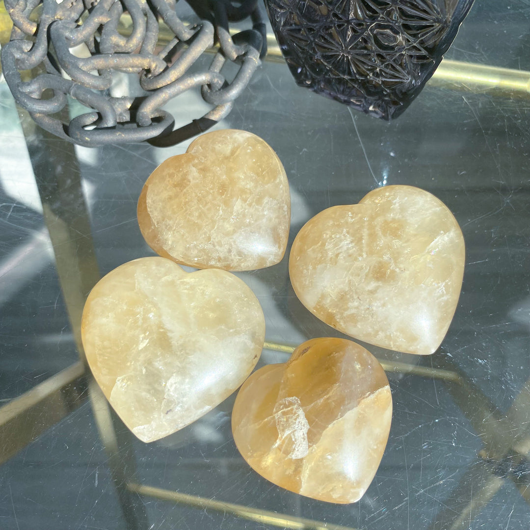 Yellow Quartz Puffy Heart - Choose Your Size