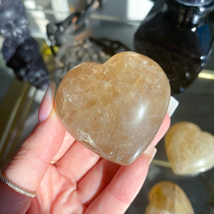 Yellow Quartz Puffy Heart - Choose Your Size