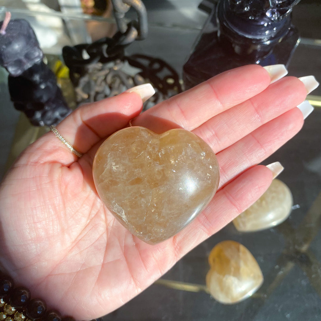 Yellow Quartz Puffy Heart - Choose Your Size