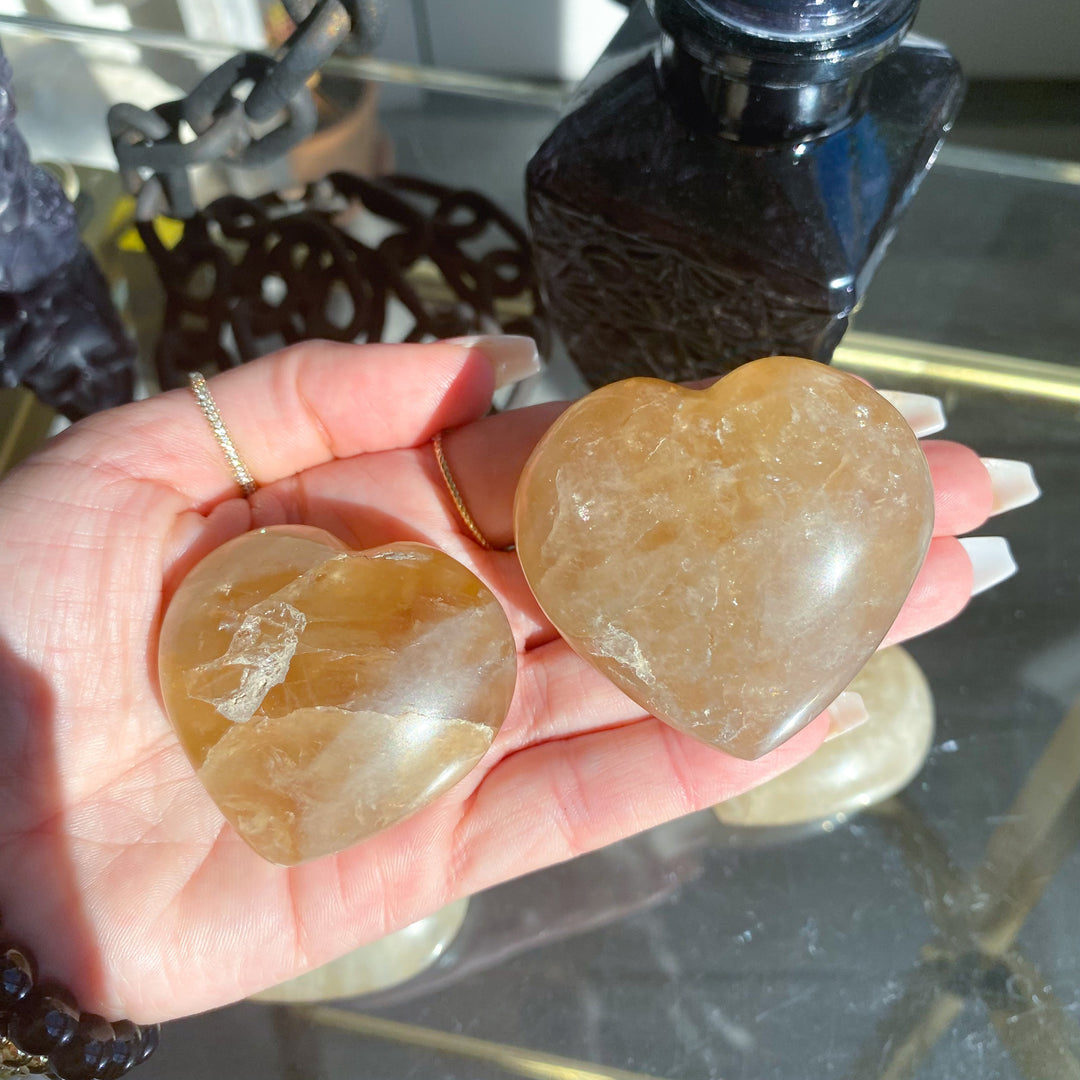 Yellow Quartz Puffy Heart - Choose Your Size