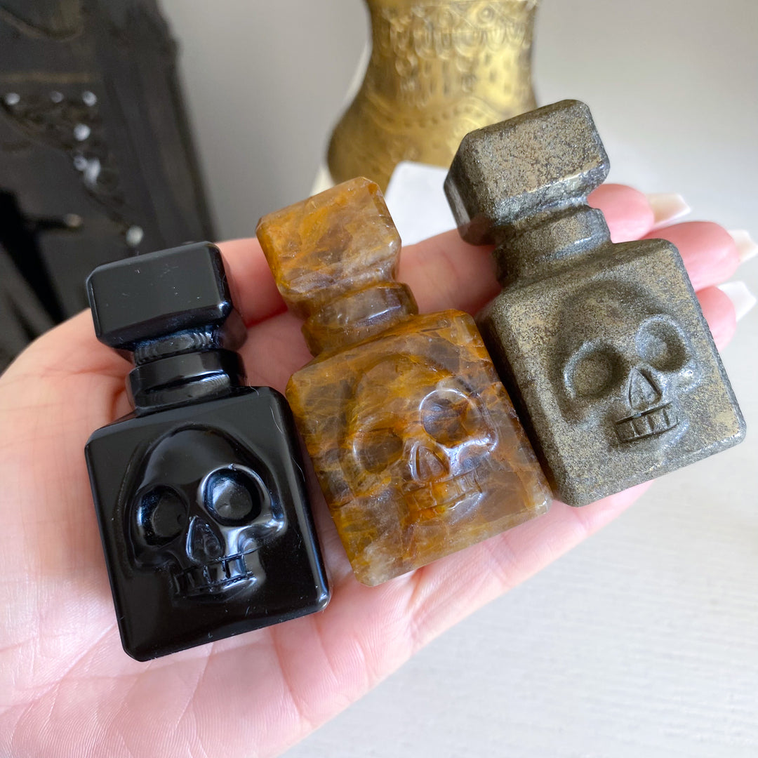 Skull Poison Spooky Apothecary Bottle - Choose Your Stone